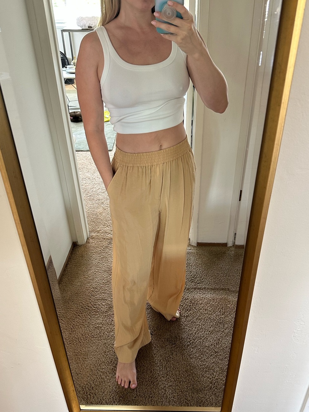 Madewell Carley Wide-Leg Pant in Softdrape tan medium